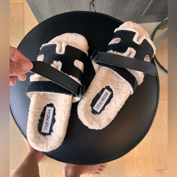 Steve Madden NWOT sandals/slippers/house shoes fleece lining so 8 - Picture 5 of 7